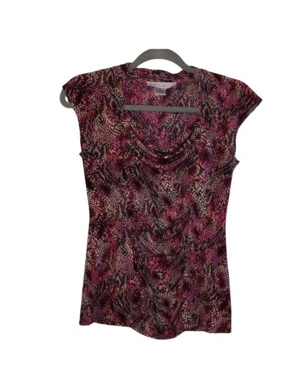 Mel & Jo Womens Snake Print Cowl Neck Top S
